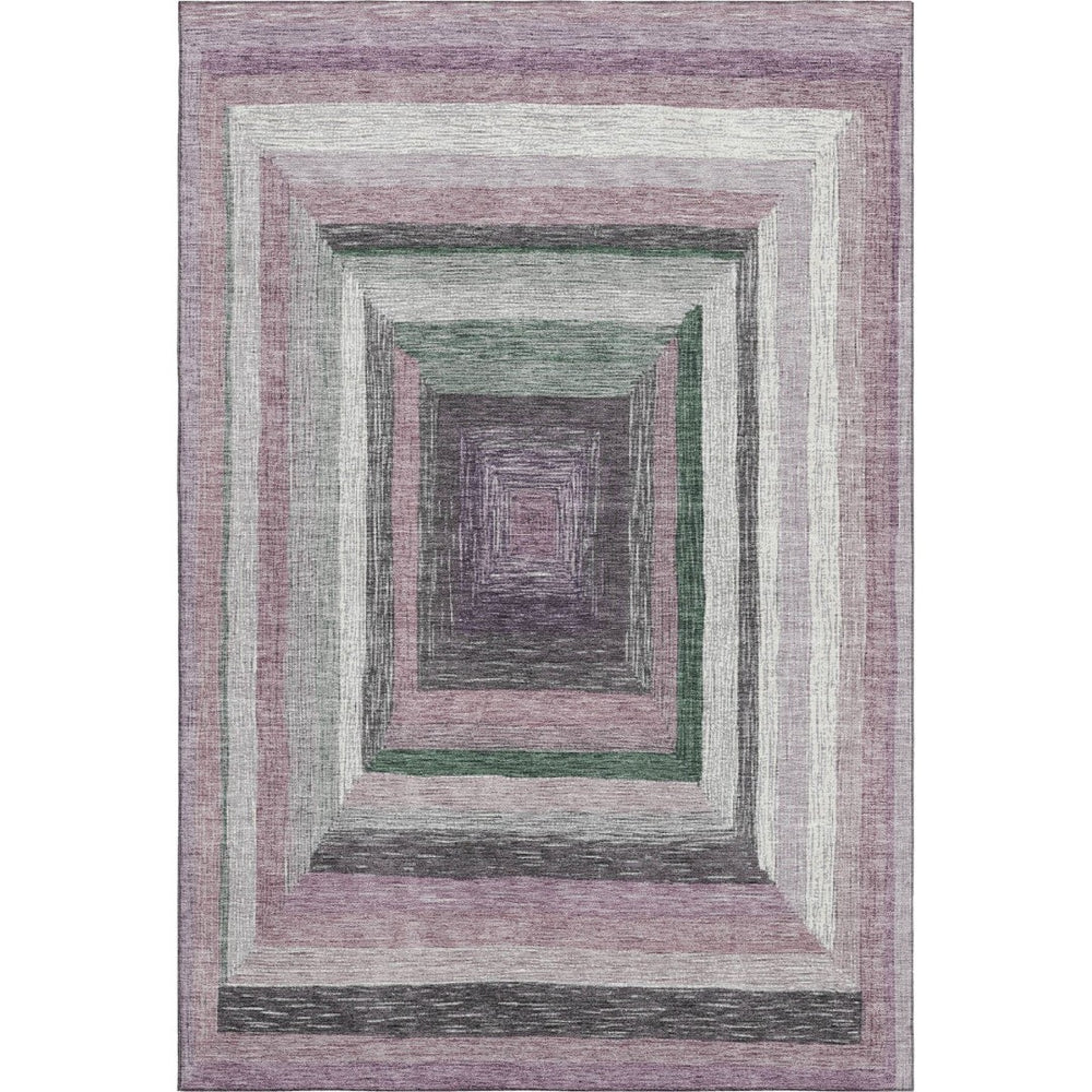 HomeRoots 8' Washable Blush Ivory Charcoal Geometric Round Rug with UV Protection for Modern Homes & Style 709321