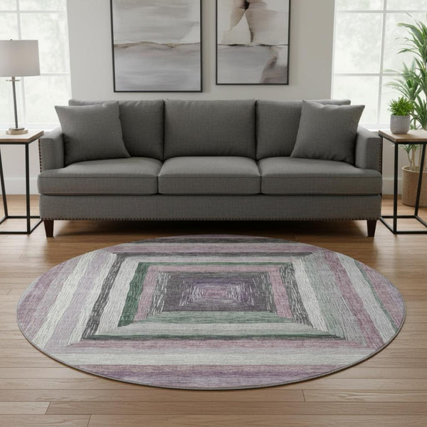 HomeRoots 8' X 10' Stylish Blush Ivory Charcoal Geometric Area Rug - Washable, UV Protected, Family-Friendly! 709322