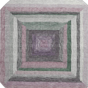 HomeRoots 8' X 10' Stylish Blush Ivory Charcoal Geometric Area Rug - Washable, UV Protected, Family-Friendly! 709322