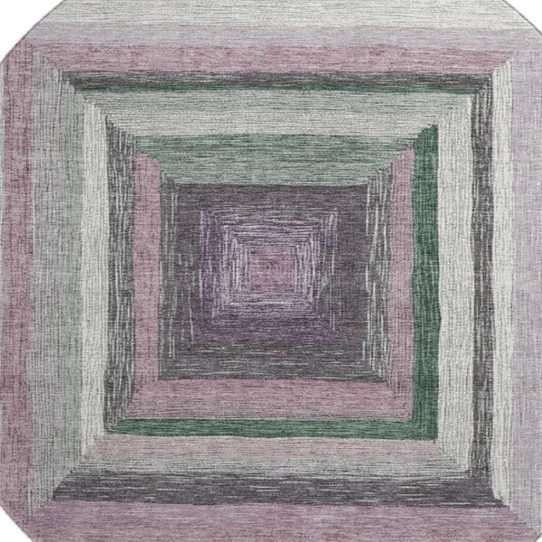 HomeRoots 8' X 10' Stylish Blush Ivory Charcoal Geometric Area Rug - Washable, UV Protected, Family-Friendly! 709322