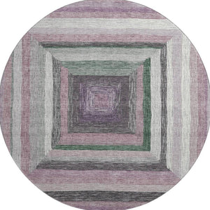 HomeRoots 8' X 10' Stylish Blush Ivory Charcoal Geometric Area Rug - Washable, UV Protected, Family-Friendly! 709322