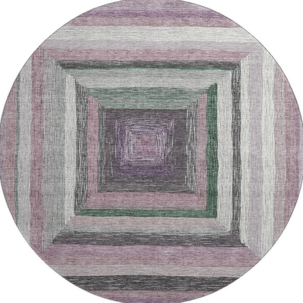 HomeRoots 8' X 10' Stylish Blush Ivory Charcoal Geometric Area Rug - Washable, UV Protected, Family-Friendly! 709322