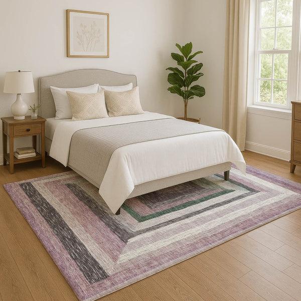 HomeRoots 9' X 12' Blush Ivory Charcoal Geometric Area Rug - Washable, UV Protected, Ideal for High-Traffic Spaces 709323