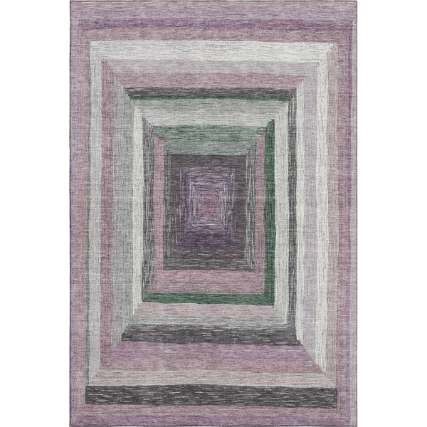 HomeRoots 9' X 12' Blush Ivory Charcoal Geometric Area Rug - Washable, UV Protected, Ideal for High-Traffic Spaces 709323
