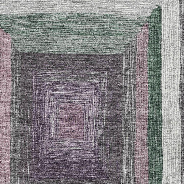 HomeRoots 9' X 12' Blush Ivory Charcoal Geometric Area Rug - Washable, UV Protected, Ideal for High-Traffic Spaces 709323