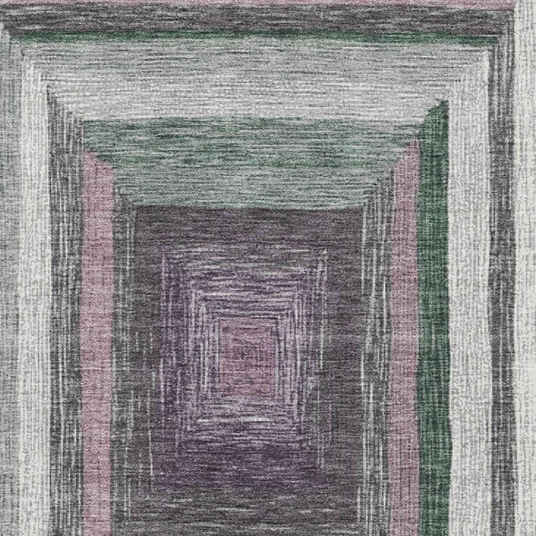 HomeRoots 9' X 12' Blush Ivory Charcoal Geometric Area Rug - Washable, UV Protected, Ideal for High-Traffic Spaces 709323