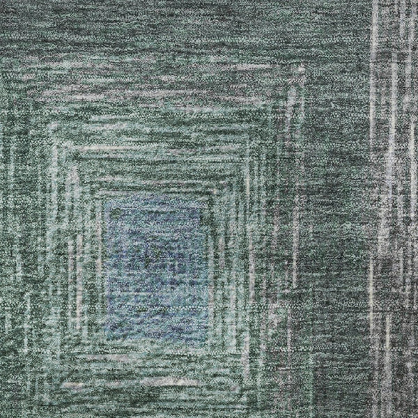 HomeRoots 8' X 10' Modern Geometric Washable Area Rug in Denim Blue, Ivory & Brown - Durable & UV-Protected! 709328