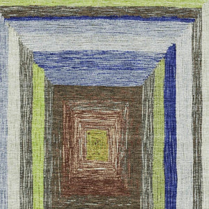 HomeRoots 10' Vibrant Lime Green, Blue & Brown Geometric Area Rug - Washable, UV-Protected & Non-Slip! 709342