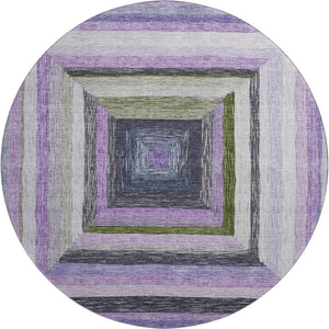 HomeRoots 8' X 10' Stylish Lavender & Ivory Geometric Area Rug - Washable, UV Protected, Perfect for Families! 709346