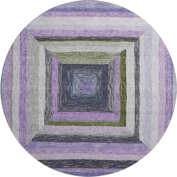 HomeRoots 8' X 10' Stylish Lavender & Ivory Geometric Area Rug - Washable, UV Protected, Perfect for Families! 709346