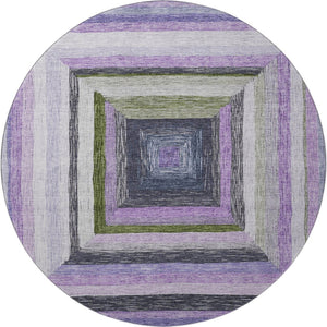 HomeRoots 8' X 10' Stylish Lavender & Ivory Geometric Area Rug - Washable, UV Protected, Perfect for Families! 709346