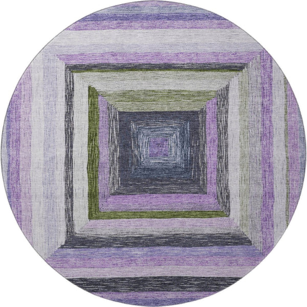 HomeRoots 8' X 10' Stylish Lavender & Ivory Geometric Area Rug - Washable, UV Protected, Perfect for Families! 709346