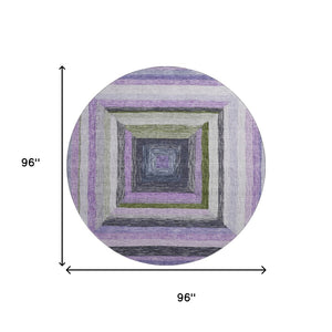 HomeRoots 8' X 10' Stylish Lavender & Ivory Geometric Area Rug - Washable, UV Protected, Perfect for Families! 709346