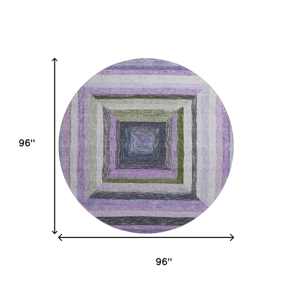 HomeRoots 8' X 10' Stylish Lavender & Ivory Geometric Area Rug - Washable, UV Protected, Perfect for Families! 709346