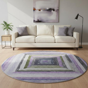 HomeRoots 8' X 10' Stylish Lavender & Ivory Geometric Area Rug - Washable, UV Protected, Perfect for Families! 709346