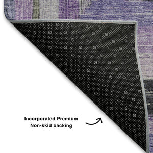 HomeRoots 9' X 12' Stylish Lavender Ivory Charcoal Geometric Area Rug - Washable, UV-Protected & Durable! 709347