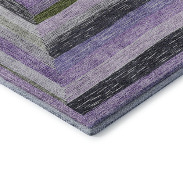 HomeRoots 9' X 12' Stylish Lavender Ivory Charcoal Geometric Area Rug - Washable, UV-Protected & Durable! 709347
