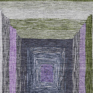 HomeRoots 9' X 12' Stylish Lavender Ivory Charcoal Geometric Area Rug - Washable, UV-Protected & Durable! 709347