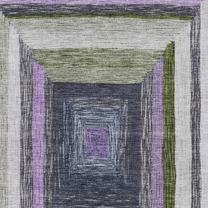HomeRoots 9' X 12' Stylish Lavender Ivory Charcoal Geometric Area Rug - Washable, UV-Protected & Durable! 709347