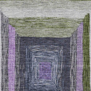HomeRoots 10' X 14' Modern Geometric Lavender Ivory Charcoal Area Rug - UV Protected & Washable Design 709348