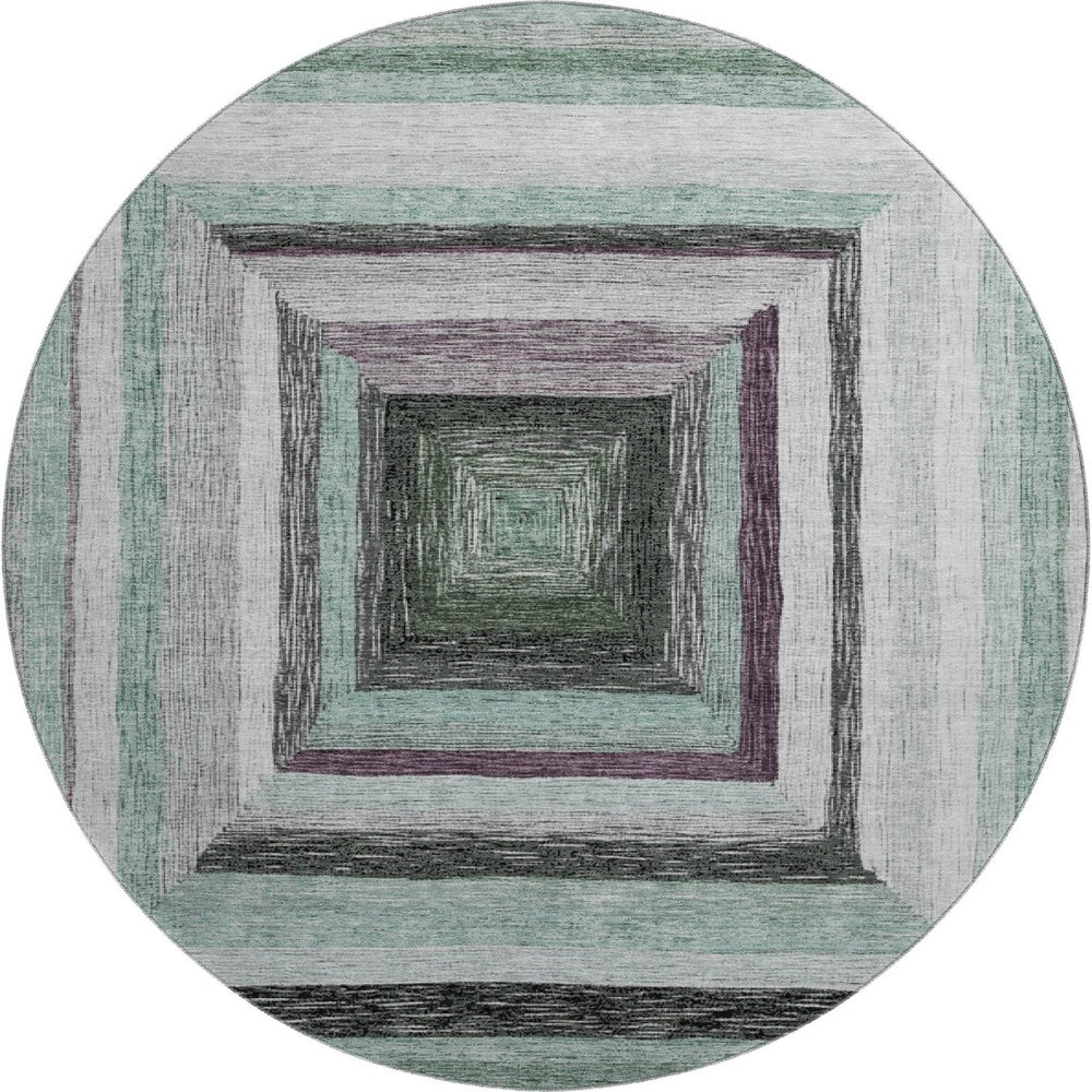 HomeRoots 8' X 10' Pale Aqua Ivory Gray Geometric Washable Area Rug - Durable, Stylish, UV Protected Design! 709352