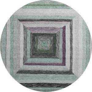 HomeRoots 8' X 10' Pale Aqua Ivory Gray Geometric Washable Area Rug - Durable, Stylish, UV Protected Design! 709352