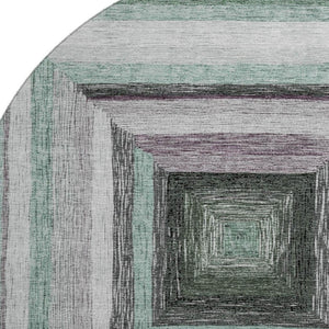 HomeRoots 8' X 10' Pale Aqua Ivory Gray Geometric Washable Area Rug - Durable, Stylish, UV Protected Design! 709352