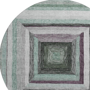 HomeRoots 8' X 10' Pale Aqua Ivory Gray Geometric Washable Area Rug - Durable, Stylish, UV Protected Design! 709352