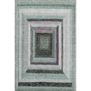 HomeRoots 10' Washable Pale Aqua, Ivory & Gray Geometric Area Rug with UV Protection for Home & Outdoor Use 709354