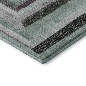 HomeRoots 10' Washable Pale Aqua, Ivory & Gray Geometric Area Rug with UV Protection for Home & Outdoor Use 709354