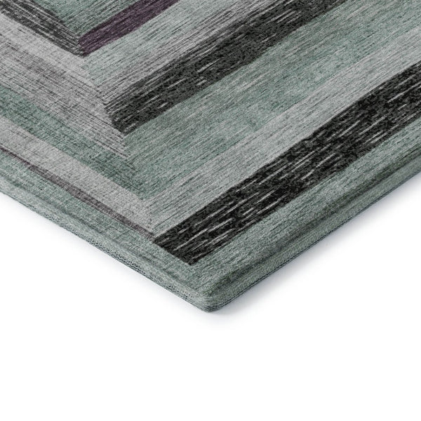HomeRoots 10' Washable Pale Aqua, Ivory & Gray Geometric Area Rug with UV Protection for Home & Outdoor Use 709354