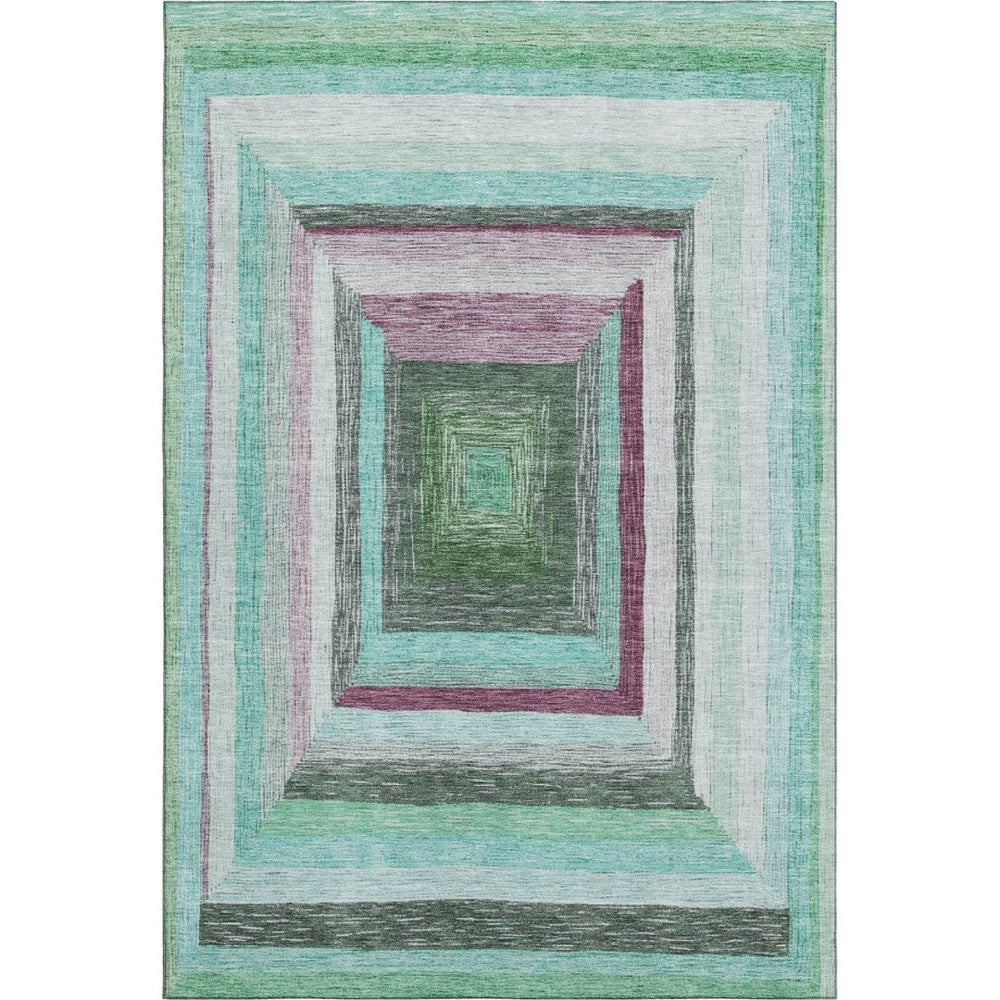 HomeRoots 8' Teal Mauve & Ivory Washable Round Rug - UV Protected, Stain-Resistant, Perfect for High Traffic Areas! 709357
