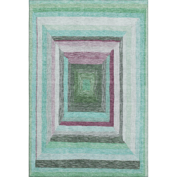 HomeRoots 8' Teal Mauve & Ivory Washable Round Rug - UV Protected, Stain-Resistant, Perfect for High Traffic Areas! 709357