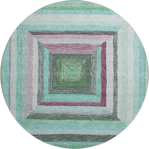HomeRoots 8' X 10' Teal Mauve Ivory Geometric Area Rug – Washable, UV-Protected, & Ideal for High-Traffic Spaces 709358