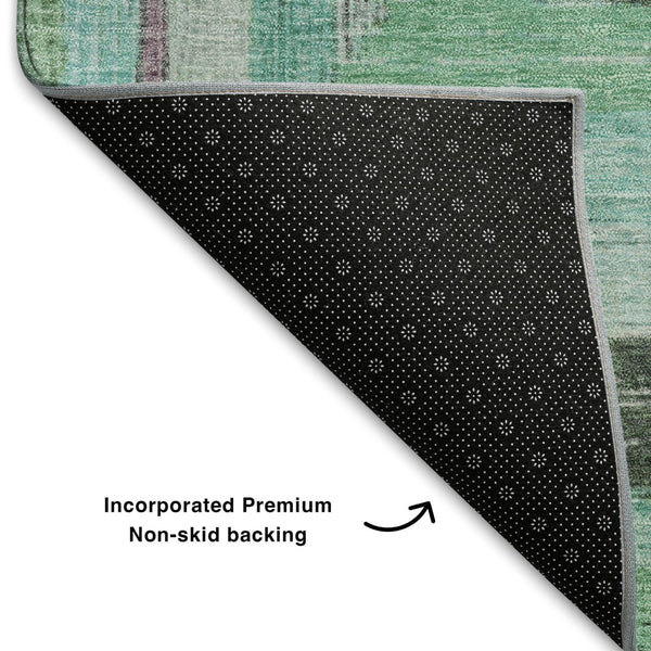 HomeRoots 8' X 10' Teal Mauve Ivory Geometric Area Rug – Washable, UV-Protected, & Ideal for High-Traffic Spaces 709358