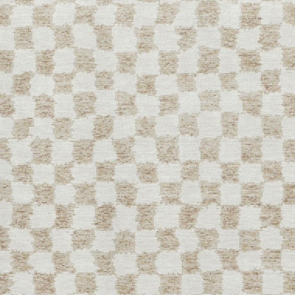 HomeRoots 5' X 8' Beige and Ivory Geometric Area Rug - Washable, Stain Resistant, UV Protection for Family Spaces 709362