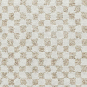 HomeRoots 8' Beige and Ivory Geometric Round Rug – Washable, UV-Protected, Stain-Resistant for Modern Homes 709363