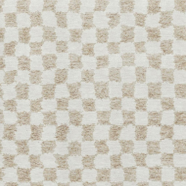 HomeRoots 8' Beige and Ivory Geometric Round Rug – Washable, UV-Protected, Stain-Resistant for Modern Homes 709363