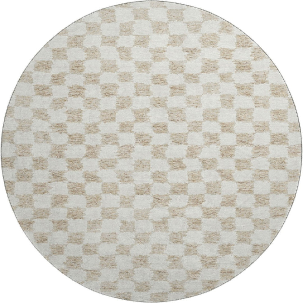 HomeRoots 8' X 10' Beige and Ivory Geometric Area Rug – Washable, UV-Protected, Stain-Resistant for Busy Homes 709364