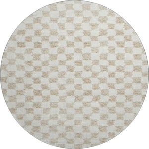 HomeRoots 8' X 10' Beige and Ivory Geometric Area Rug – Washable, UV-Protected, Stain-Resistant for Busy Homes 709364