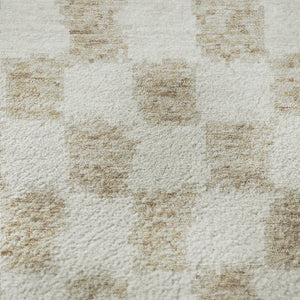 HomeRoots 8' X 10' Beige and Ivory Geometric Area Rug – Washable, UV-Protected, Stain-Resistant for Busy Homes 709364