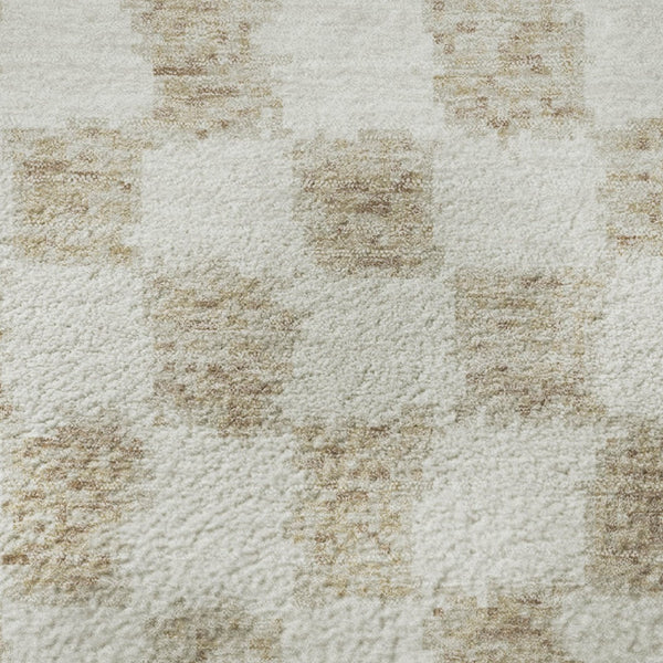 HomeRoots 8' X 10' Beige and Ivory Geometric Area Rug – Washable, UV-Protected, Stain-Resistant for Busy Homes 709364