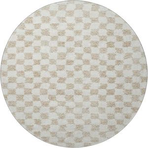 HomeRoots 8' X 10' Beige and Ivory Geometric Area Rug – Washable, UV-Protected, Stain-Resistant for Busy Homes 709364
