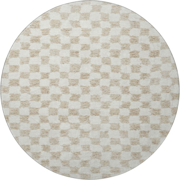 HomeRoots 8' X 10' Beige and Ivory Geometric Area Rug – Washable, UV-Protected, Stain-Resistant for Busy Homes 709364
