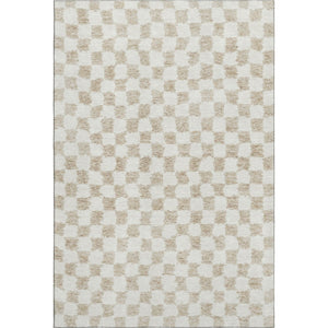 HomeRoots 9' X 12' Stylish Beige & Ivory Geometric Washable Area Rug with UV Protection & Non-Slip Backing 709365