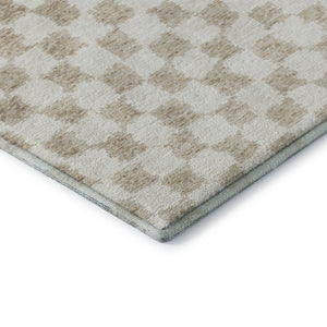 HomeRoots 9' X 12' Stylish Beige & Ivory Geometric Washable Area Rug with UV Protection & Non-Slip Backing 709365