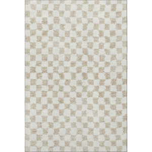 HomeRoots 10' X 14' Beige and Ivory Geometric Washable Area Rug with UV Protection for Stylish Living Spaces 709366