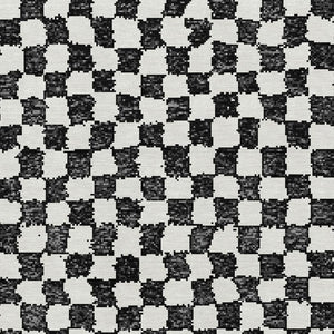 HomeRoots 5' X 8' Black And Ivory Geometric Area Rug - Washable, UV-Protected, Pet-Friendly, Stylish Design 709368