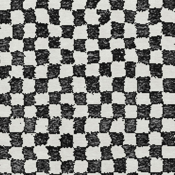 HomeRoots 5' X 8' Black And Ivory Geometric Area Rug - Washable, UV-Protected, Pet-Friendly, Stylish Design 709368