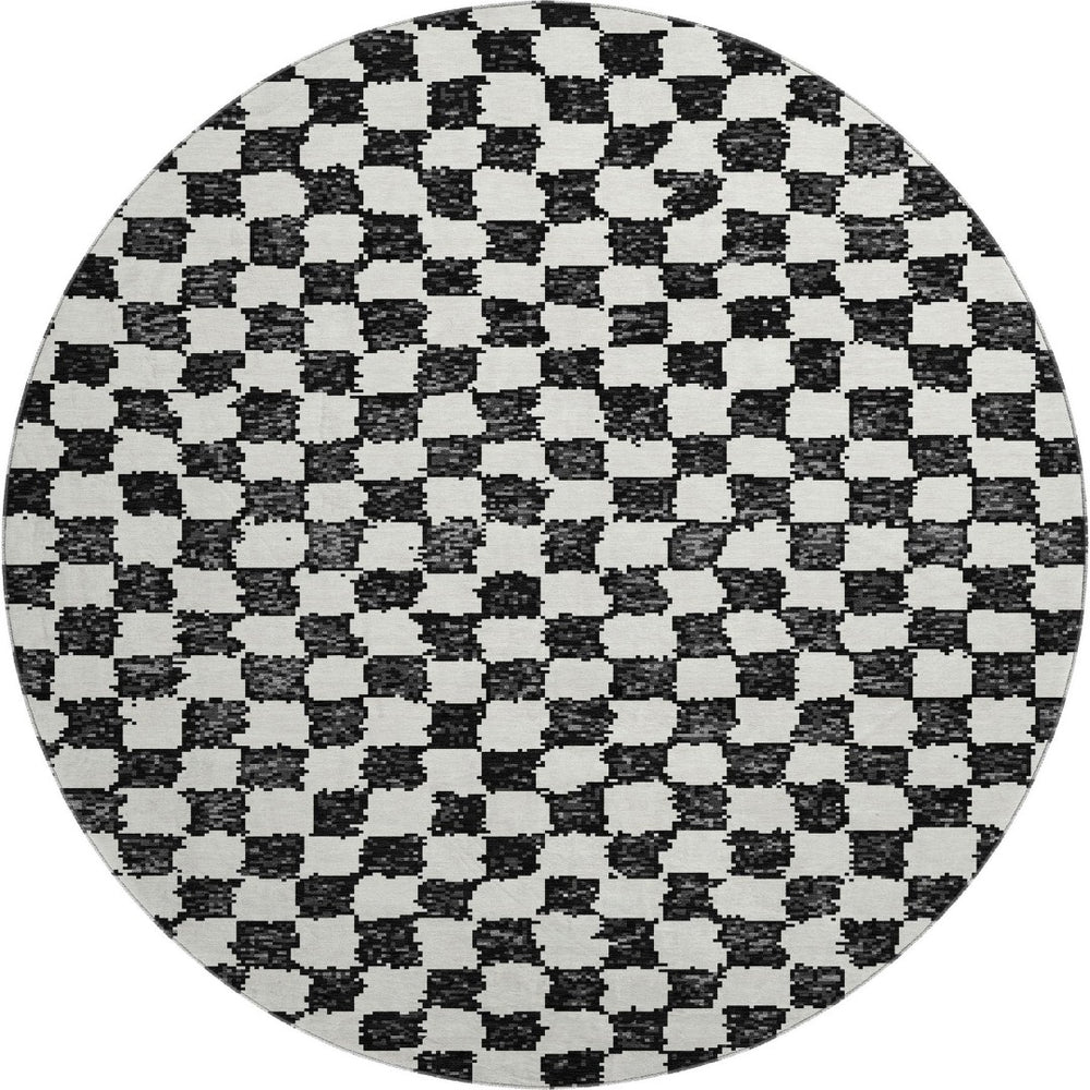 HomeRoots 8' X 10' Black & Ivory Geometric Area Rug - Washable, UV-Protected, Durable for High-Traffic Spaces 709370